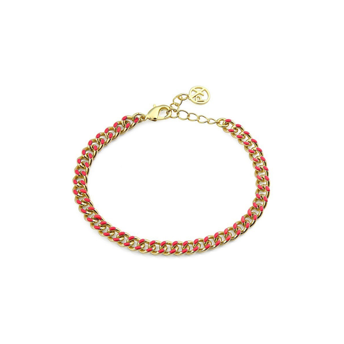 Polo Exchange Fushia Enamel Gourmet Gold Tone Bracelet