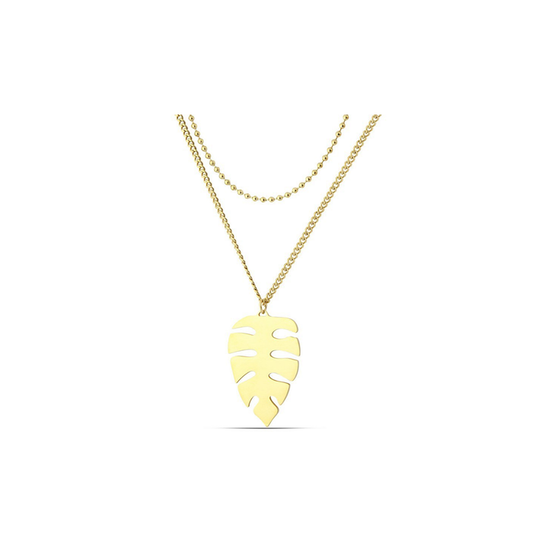 Polo Exchange Leaf Charm Pendant Gold Tone Necklace
