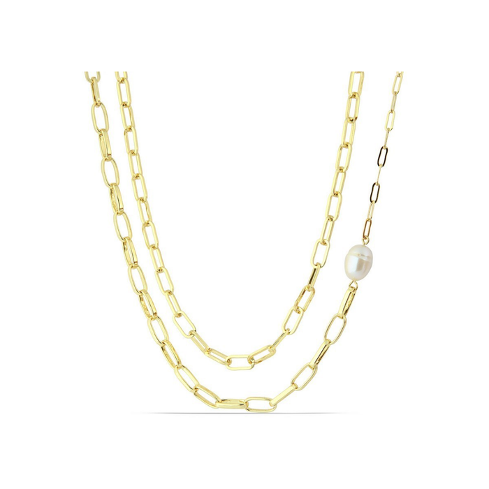 Polo Exchange Pearl Gold Tone Chain Necklace