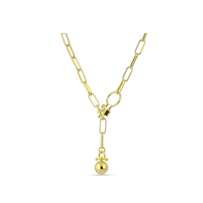 Polo Exchange Pendant Gold Tone Chain Necklace