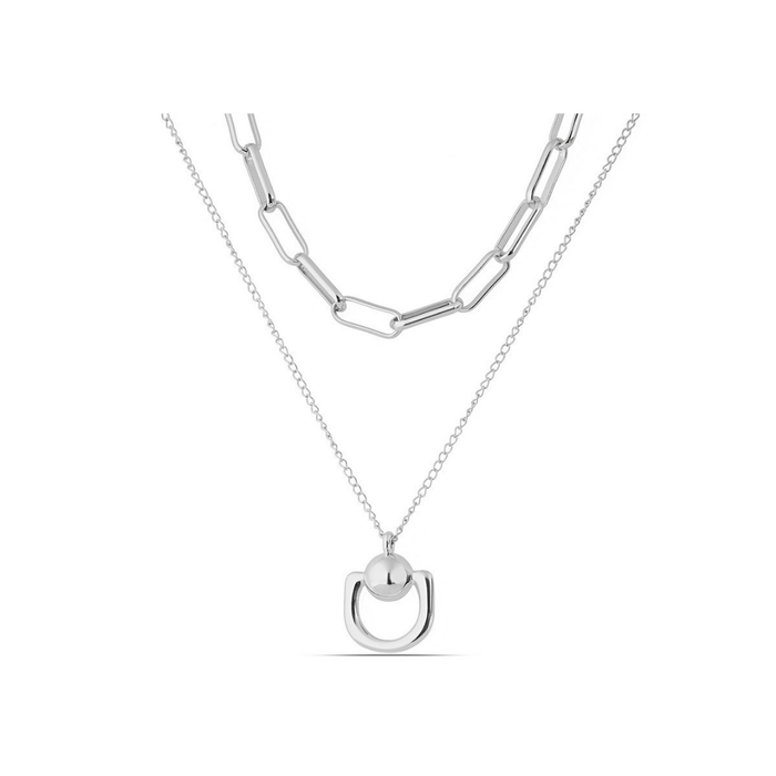 Polo Exchange Silver Stainless Pendant Chain Necklace