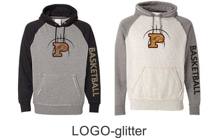 Pondo Basketball Vintage Heathered Hoodie- 4 Designs- Matte or Glitter
