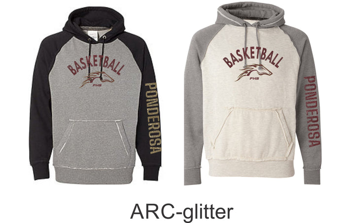 Pondo Basketball Vintage Heathered Hoodie- 4 Designs- Matte or Glitter