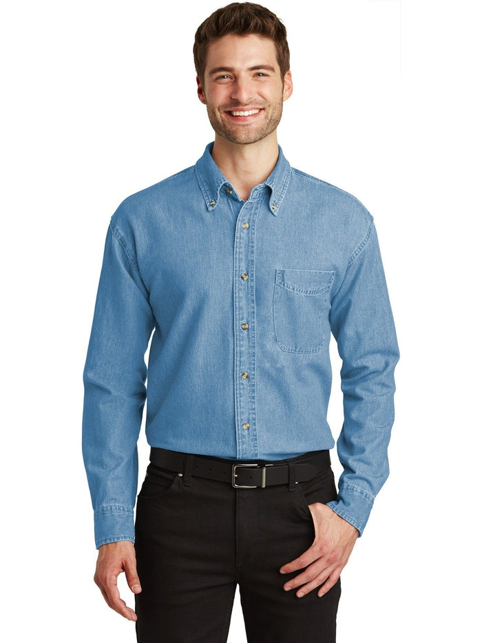 no-logo Port Authority Long Sleeve Denim Shirt-Regular-Port Authority-Thread Logic