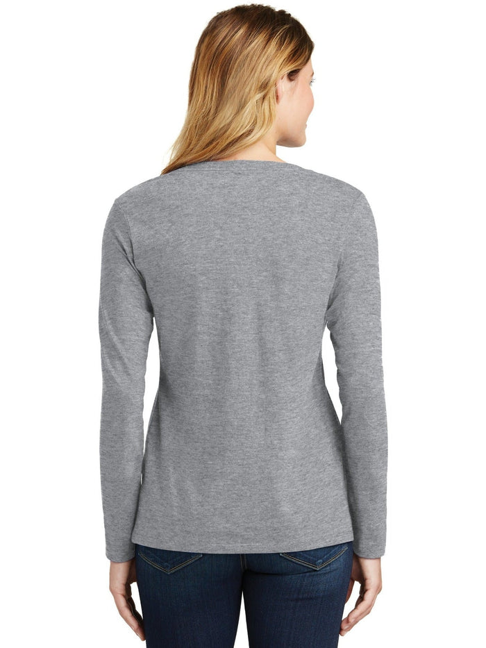 no-logo Port & Company Ladies Long Sleeve Fan Favorite V-Neck Tee-Regular-Port & Company-Thread Logic