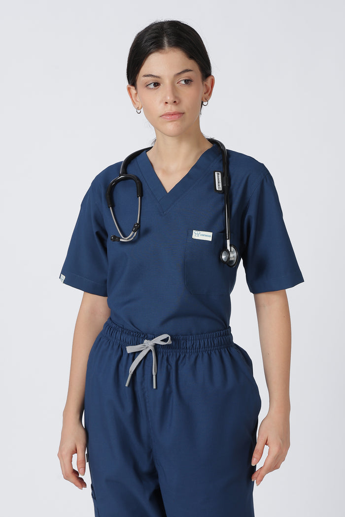 Prime – Women's V-Neck Scrub - 7 Pocket - Dark Blue