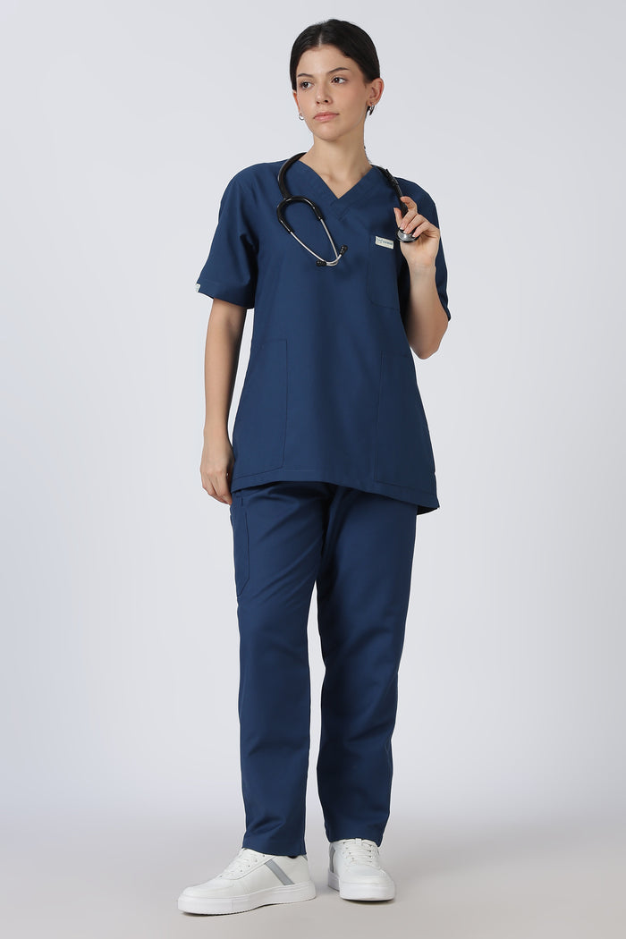 Prime – Women's V-Neck Scrub - 7 Pocket - Dark Blue