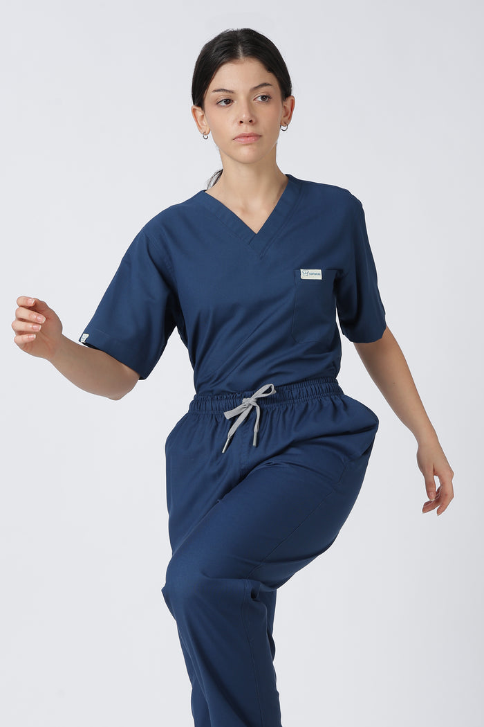 Prime – Women's V-Neck Scrub - 7 Pocket - Dark Blue