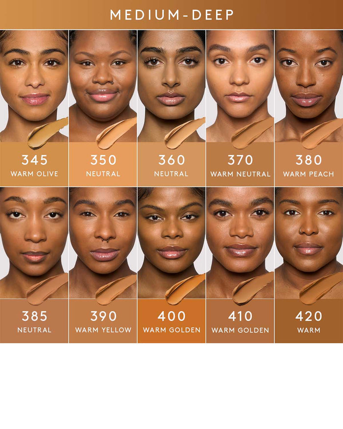 Medium deep skin tone model shade grid.
