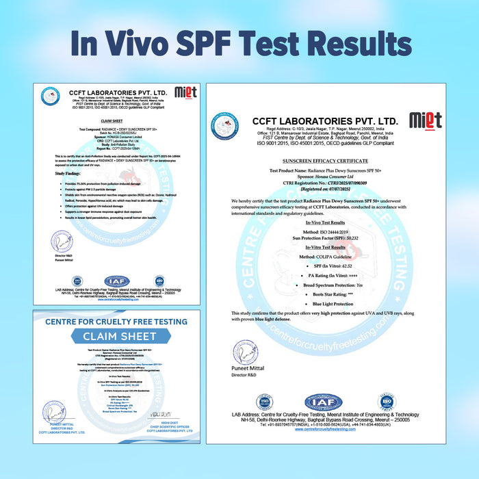 Radiance+ Dewy Sunscreen In-Vivo Tested with Watermelon & Niacinamide with SPF 50 & PA++++ - 50g(Pack of 3)