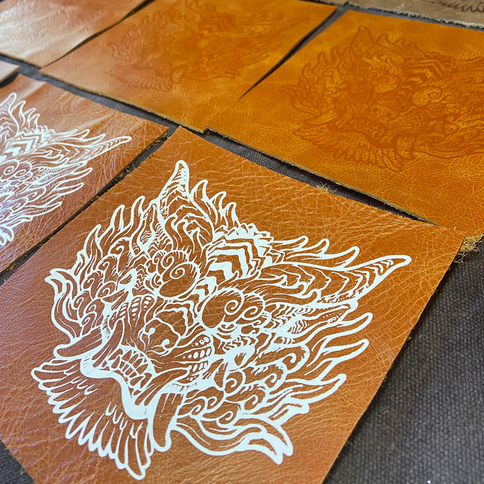 REPURPOSED LEATHER EMBOSSED SENTINEL PATCH- BROWN/TANS