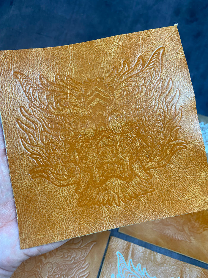 REPURPOSED LEATHER EMBOSSED SENTINEL PATCH- BROWN/TANS