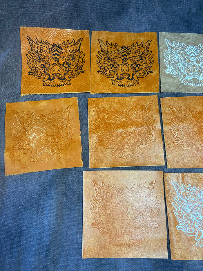 REPURPOSED LEATHER EMBOSSED SENTINEL PATCH- BROWN/TANS