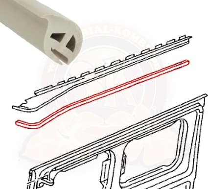Rubber Trim for upper sliding door track, cream for all Vanagon