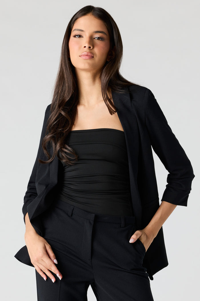 Ruched Sleeve Blazer