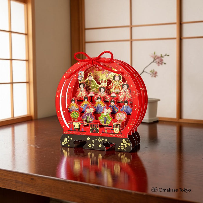 Sanrio Hinamatsuri Round Shelf Hina Doll Display Greeting Card