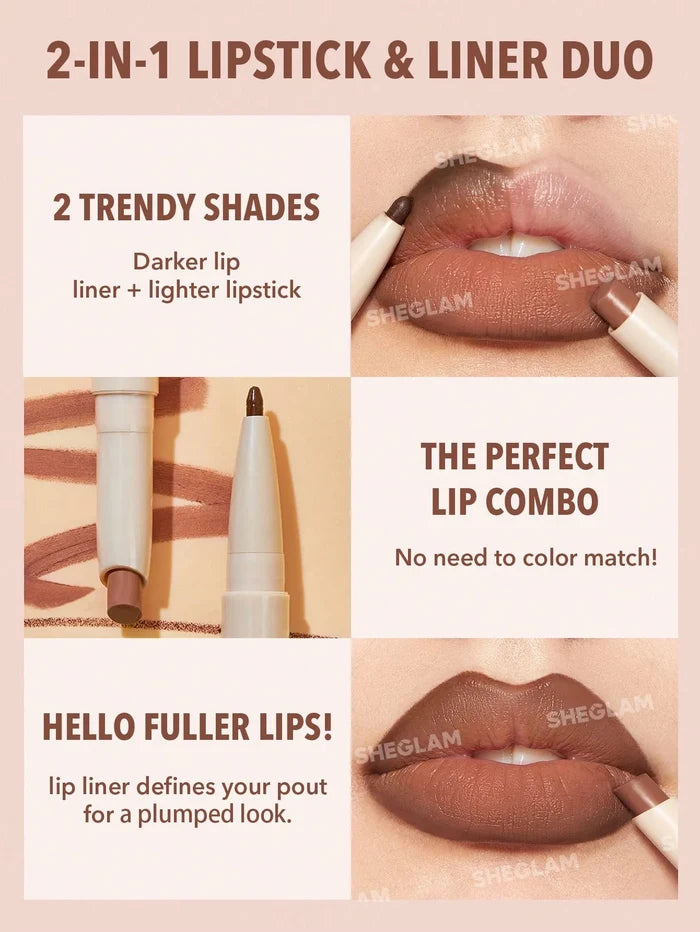 Sheglam Glam 101 Lipstick and Liner Duo - Macaron