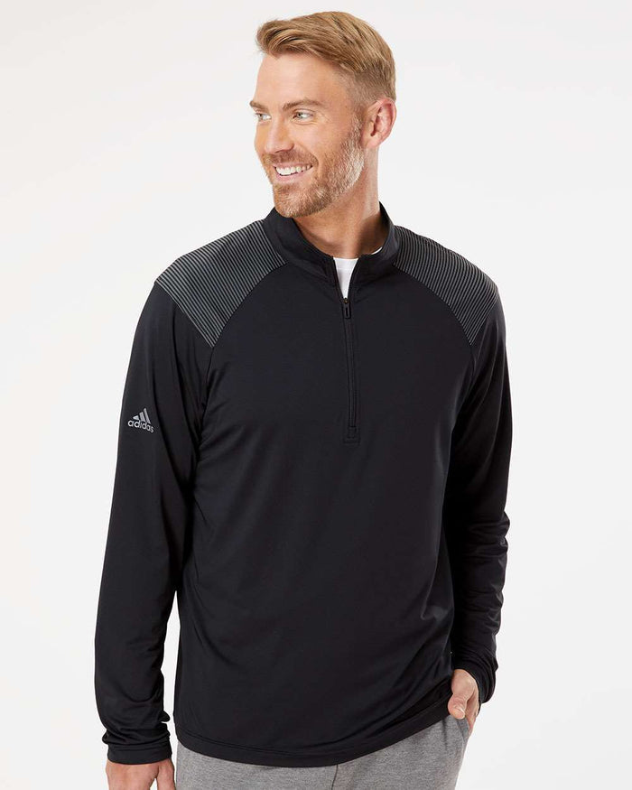 no-logo Adidas Shoulder Stripe Quarter-Zip Pullover-Athletics-Adidas-Thread Logic