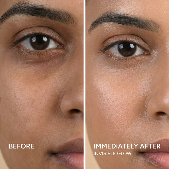before and after using vilvah skin finish sunscreen spf50