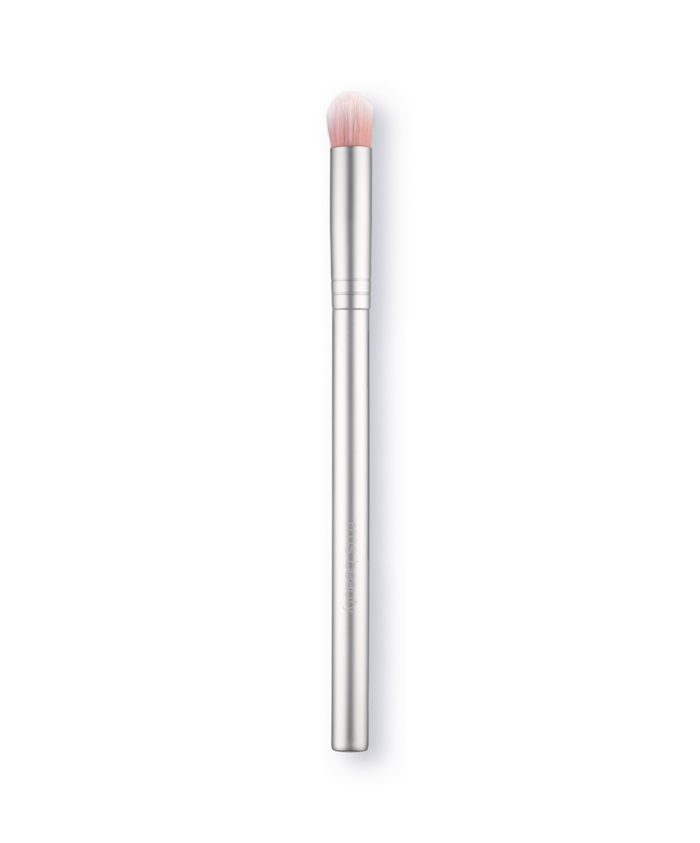 Skin2Skin Everything Eye Polish Brush with soft, rounded bristles and sleek silver handle, designed for precise and gentle application of eye makeup.