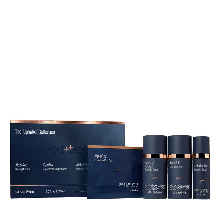 skinbetter The AlphaRet Collection with overnight creams and exfoliating peel pad