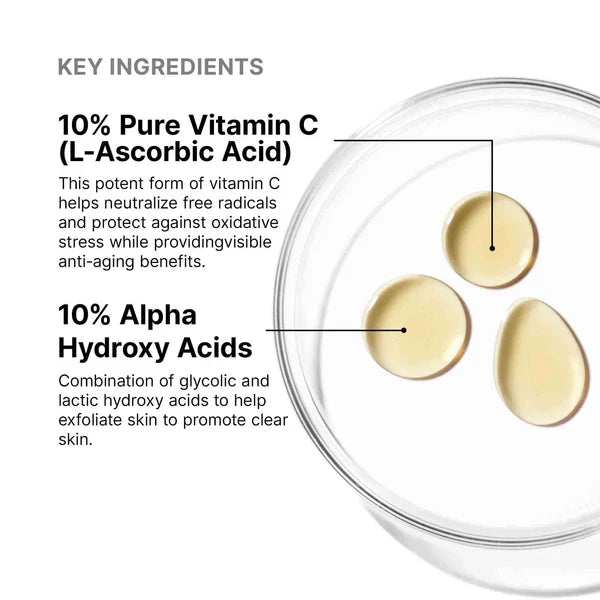 SkinCeuticals C + AHA key ingredients: 10% pure vitamin C and 10% alpha hydroxy acids