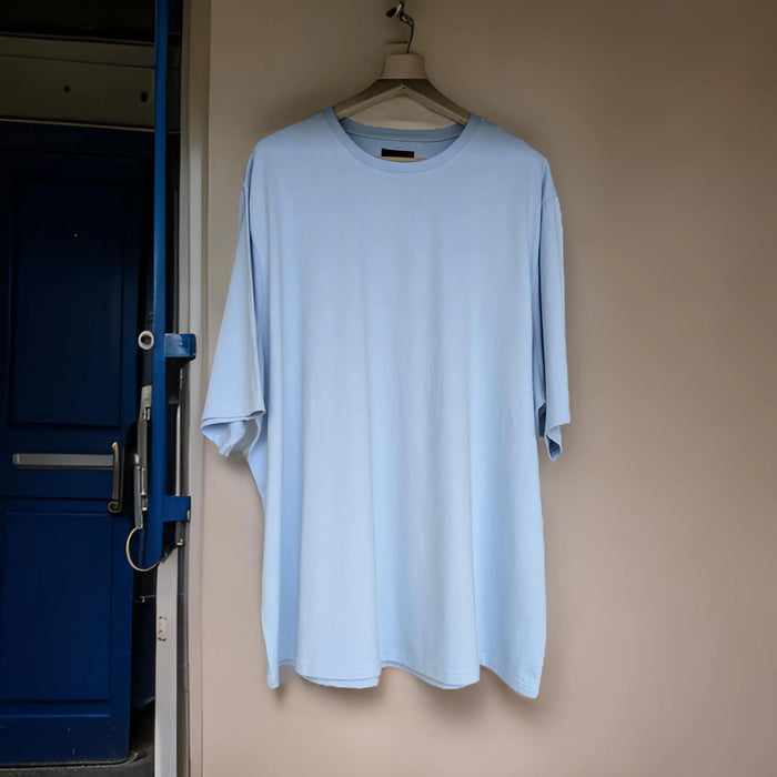 Sky Blue Cotton Sweatshirt Half Sleeve (100% Cotton) -  12XL-Cotton-Round-Neck