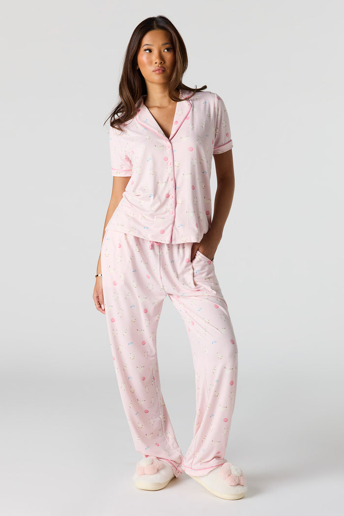Soft Button-Up Top & Pant Pajama Set
