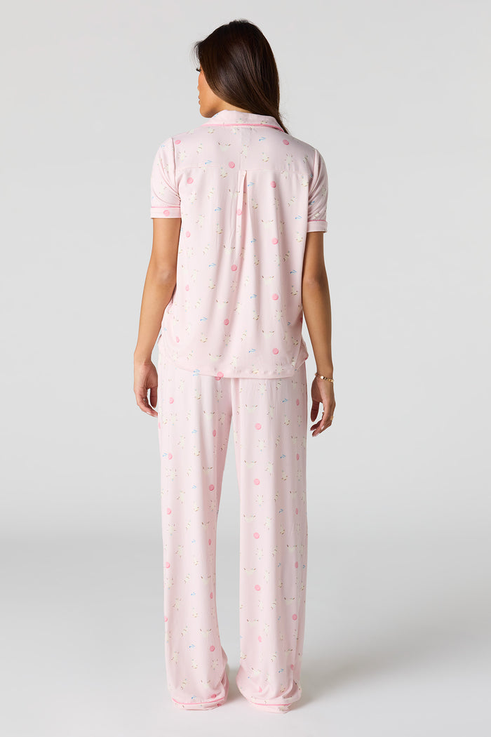 Soft Button-Up Top & Pant Pajama Set