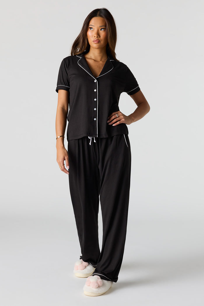Soft Button-Up Top & Pant Pajama Set