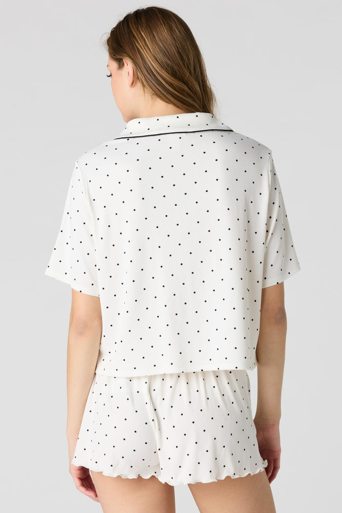 Soft Ribbed Button-Up Top & Short Pajama Set