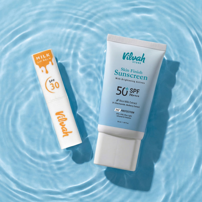Vilvah SPF Combo - skin finish sunscreen spf50+ and milk lip balm spf30