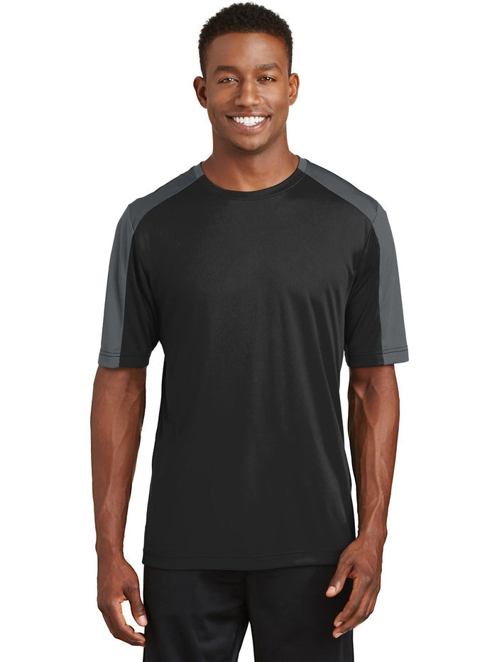 Sport-Tek Posicharge Competitor Sleeve-Blocked Tee-Regular-Sport-Tek-Black/Iron Grey-S-Thread Logic