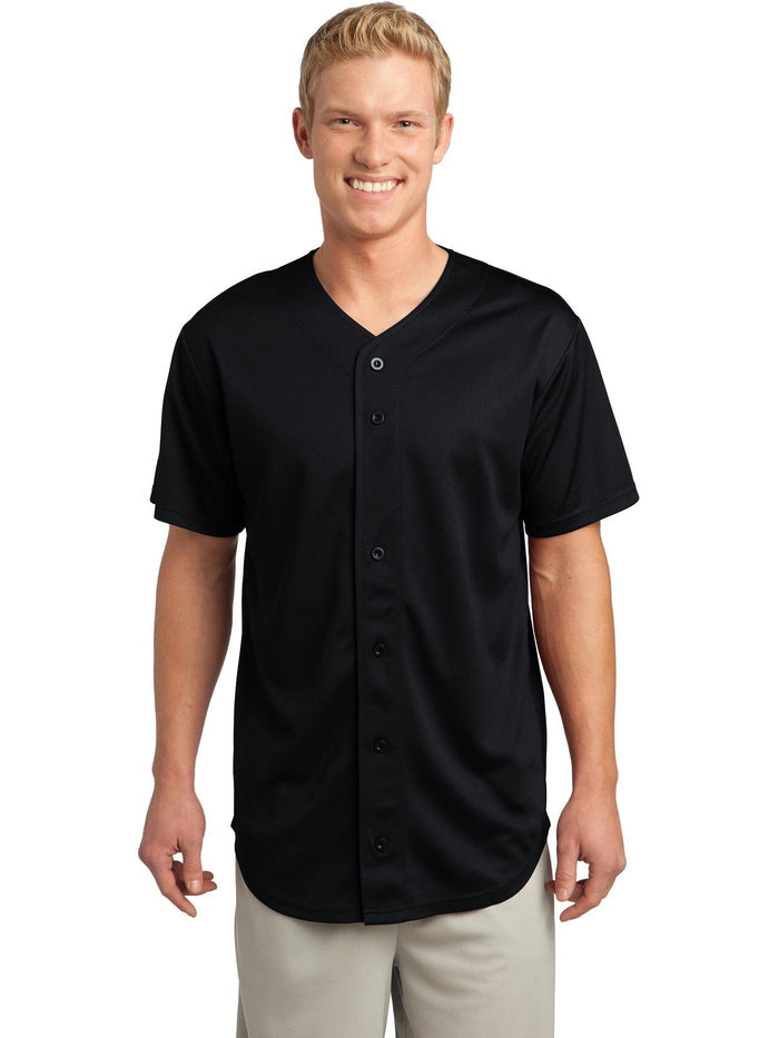 Sport-Tek Posicharge Tough Mesh Full-Button Jersey-Regular-Sport-Tek-Black-S-Thread Logic