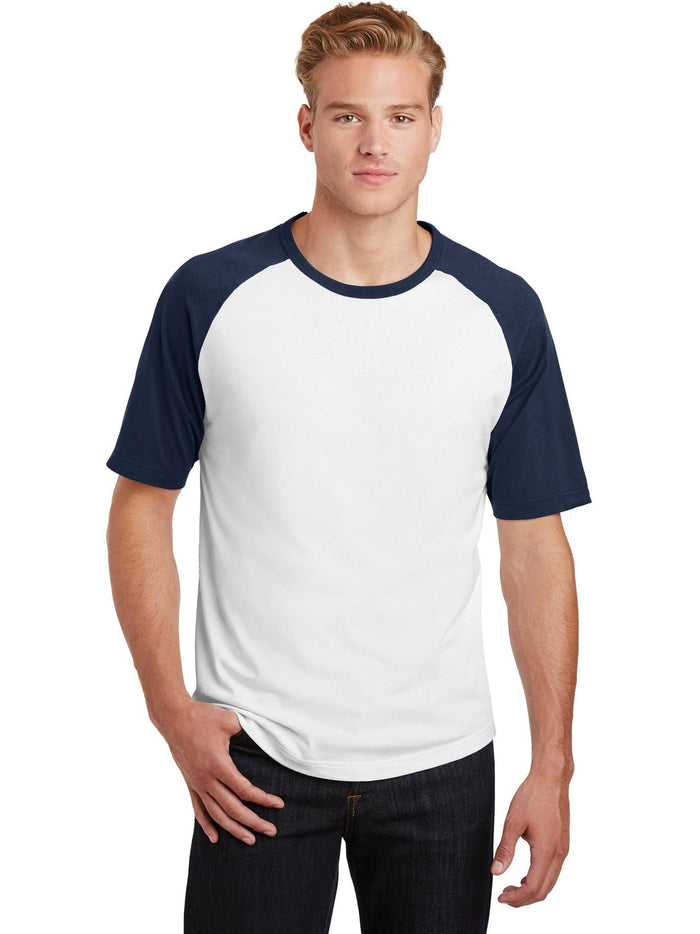 Sport-Tek Short Sleeve Colorblock Raglan Jersey-Regular-Sport-Tek-White/Navy-S-Thread Logic