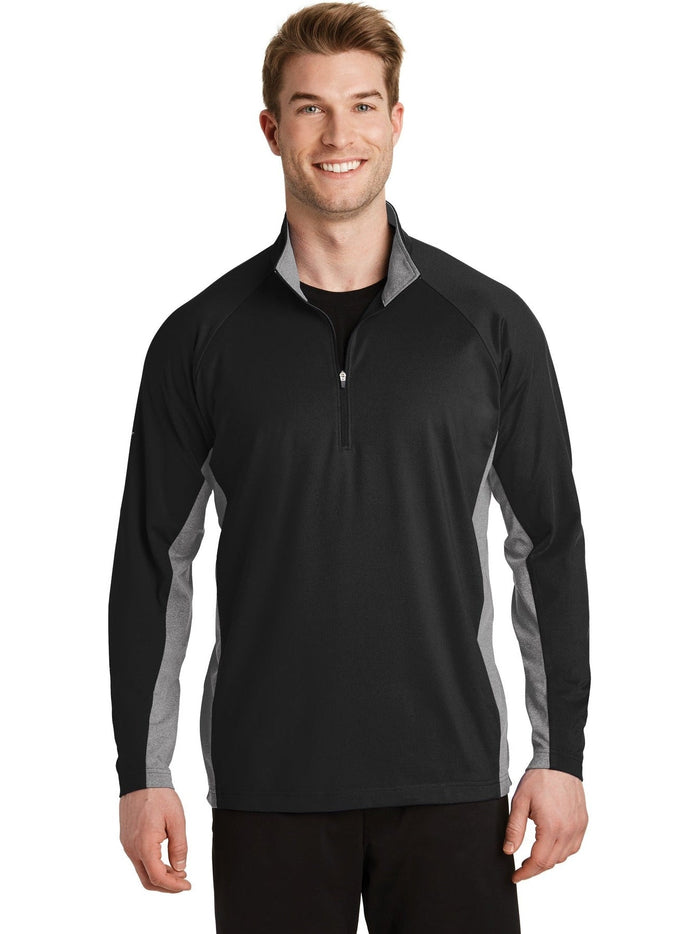 Sport-Tek Sport-Wick Stretch Contrast 1/2-Zip Pullover-Regular-Sport-Tek-Black/Charcoal Grey Heather-S-Thread Logic
