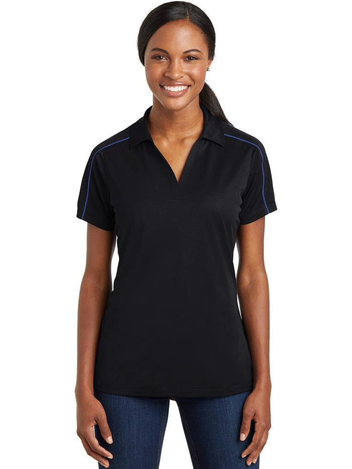 Sport-Tek Ladies Micropique Sport-Wick Piped Polo-Regular-Sport-Tek-Black/True Royal-S-Thread Logic