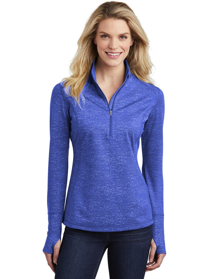 Sport-Tek Ladies Sport-Wick Stretch Reflective Heather 1/2-Zip Pullover-Regular-Sport-Tek-True Royal-S-Thread Logic