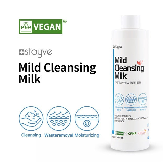 Stayve Vegan Mild Cleansing Milk - Gentle One-Step Cleanser with Natural Ingredients for Irritation-Free Skin - SD Cosmetics Care
