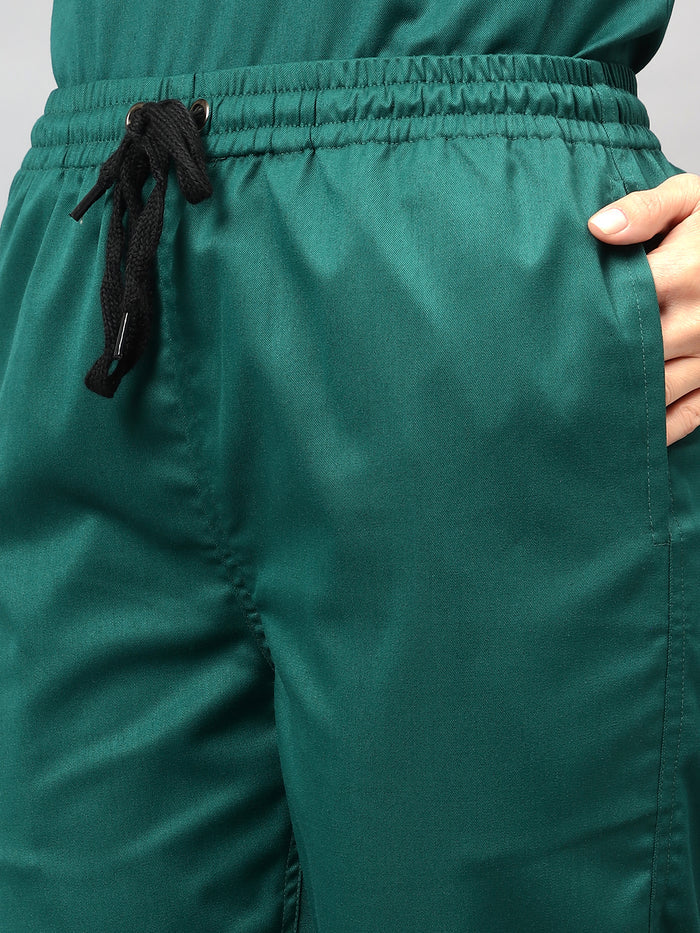 Stretchable (2Way) Women Hunter Green Straight Scrub Pant