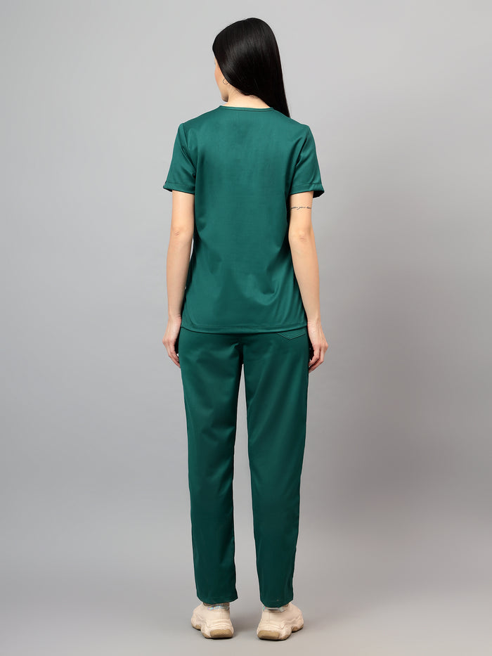 Stretchable (2Way) Women Hunter Green Straight Scrub Pant