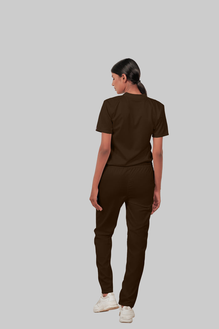Stretchable (4Way) Women Brown Straight Scrub Scrub Pant