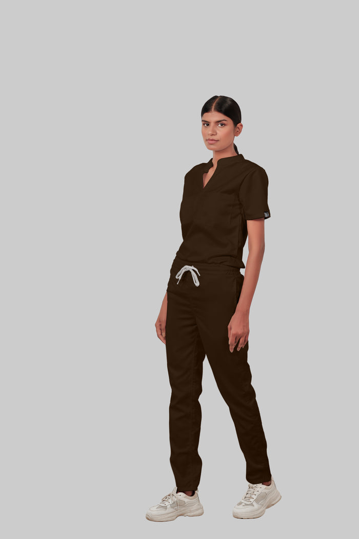 Stretchable (4Way) Women Brown Straight Scrub Scrub Pant