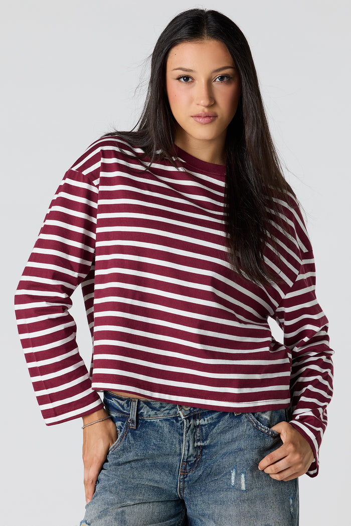 Striped Boxy Long Sleeve Top