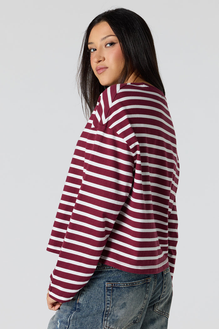 Striped Boxy Long Sleeve Top