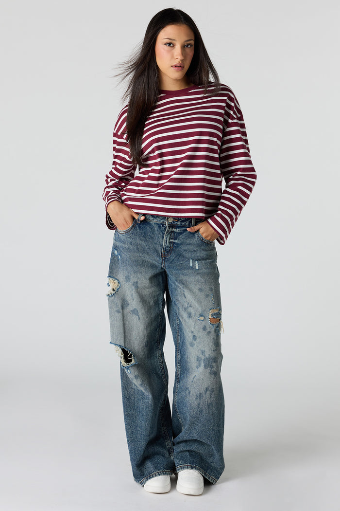 Striped Boxy Long Sleeve Top