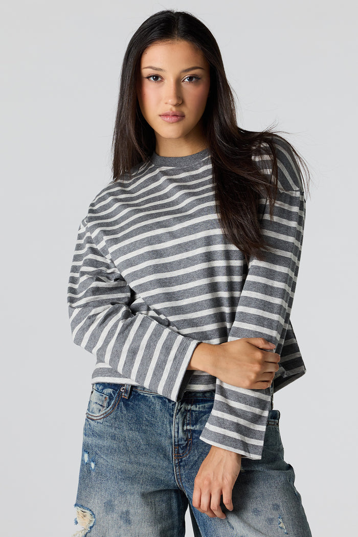 Striped Boxy Long Sleeve Top