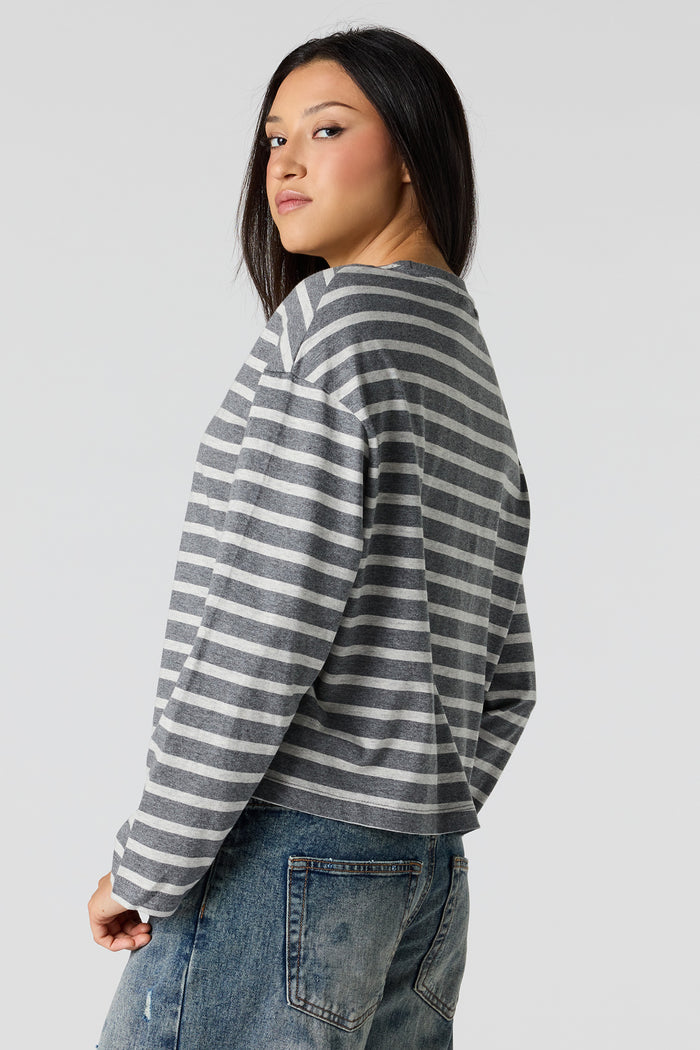 Striped Boxy Long Sleeve Top