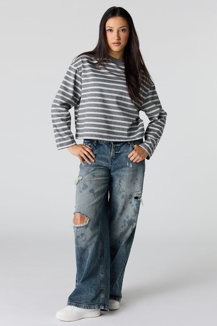 Striped Boxy Long Sleeve Top