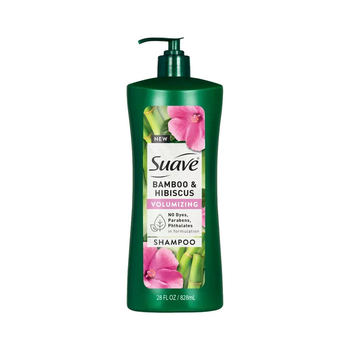 SUAVE 100% Natural Bamboo & Hibiscus Volumizing Shampoo شامبو سواف الطبيعي 100% بخلاصة البامبو والكركديه لزيادة الكثافة